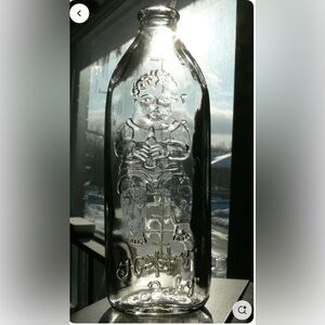 Vintage HAPPY BABY baby bottle Embossed Vintage glass baby bottle 8 OZ